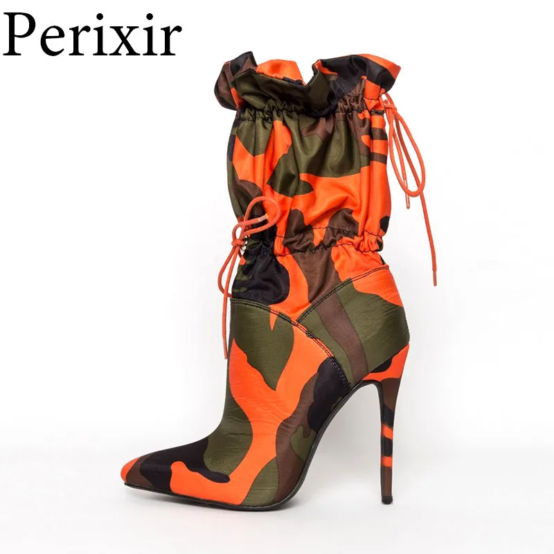 MORAZORA Newest sexy stiletto high heel shoes women ankle boots Camouflage pointed toe autumn winter boots woman party shoes