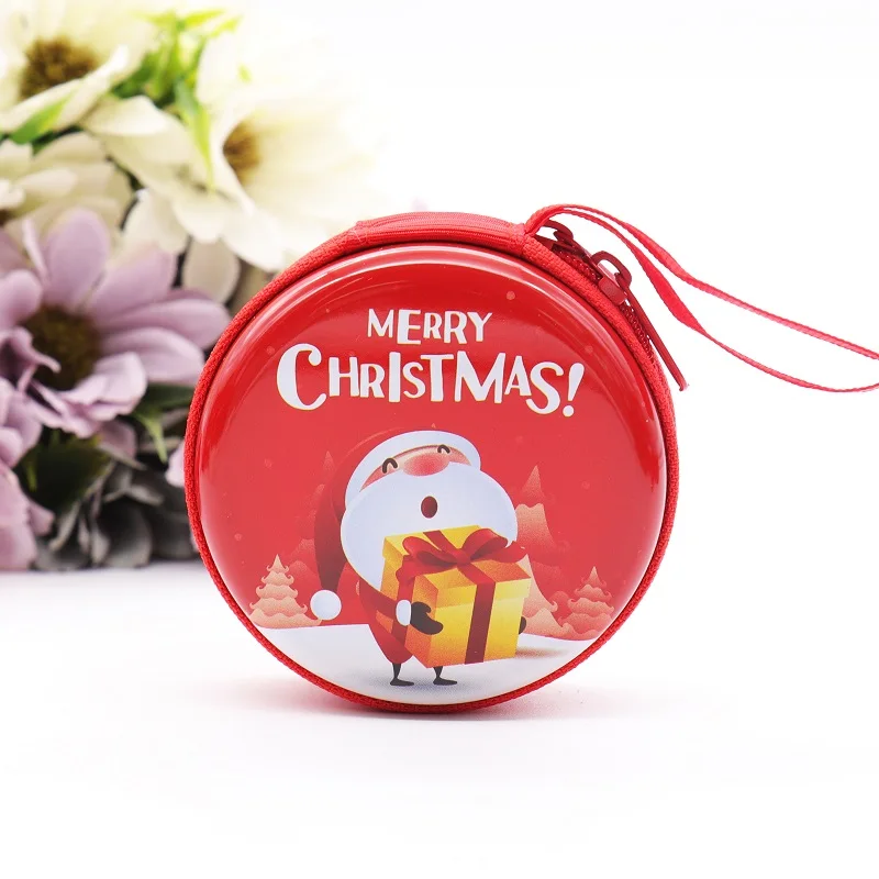 7,5x7,5 см Рождественская металлическая коробка шоколадных конфет подвеска с Санта-Клаусом сумка для наушников украшения для вечеринки сделанные своими руками для детей - Цвет: D