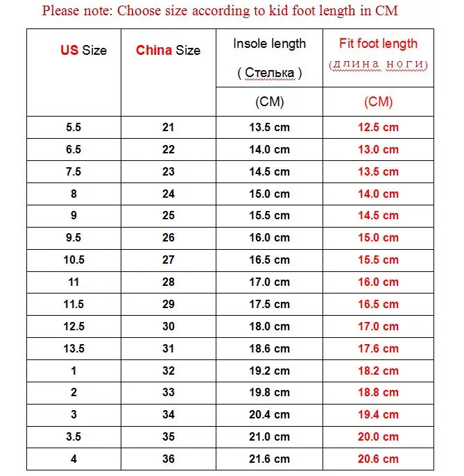 size chart