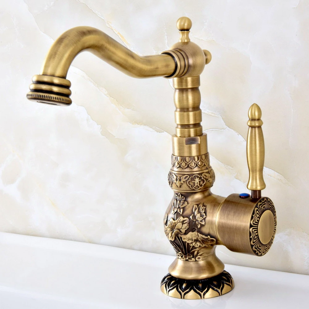 Vintage Retro Antique Brass Single Handle One Hole Bathroom Kitchen Basin Sink Faucet Mixer Tap Swivel Spout Deck Mounted Msf127 Kitchen Faucets Aliexpress