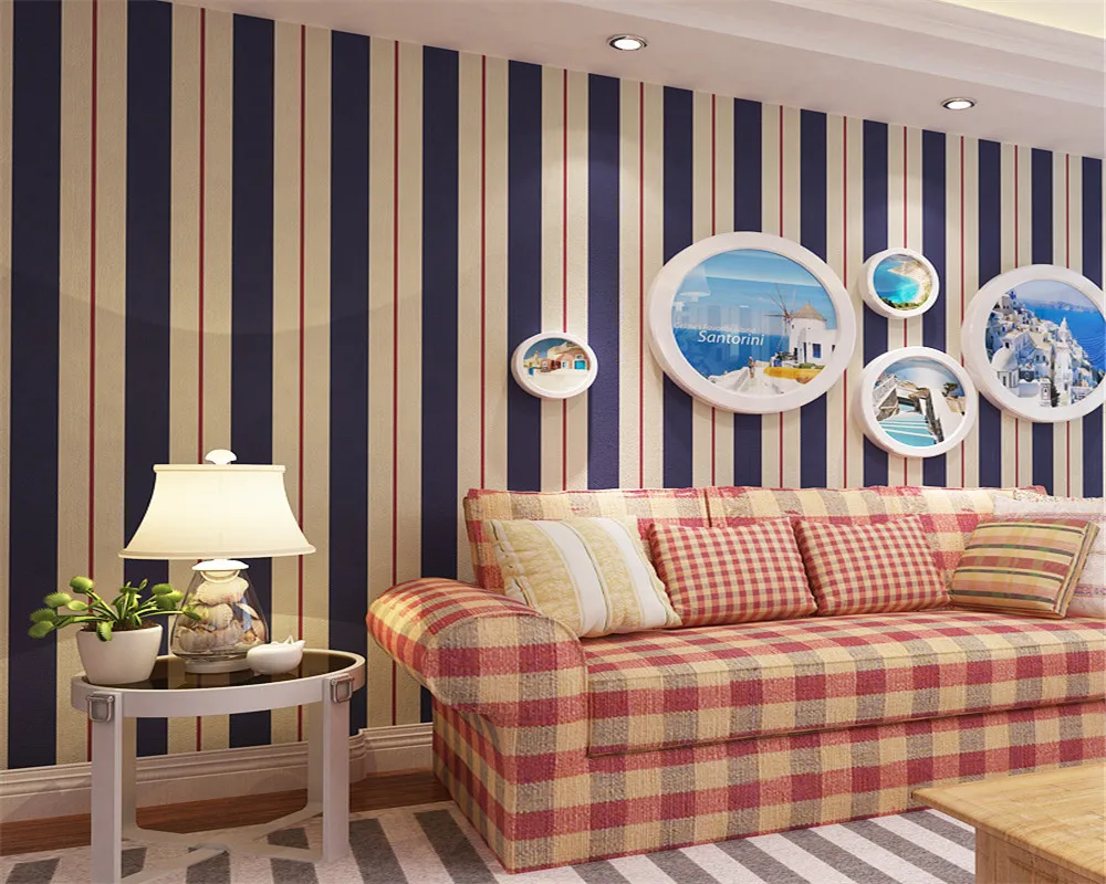 Kamar Tidur Dengan Desain Dinding Garis garis Desain 