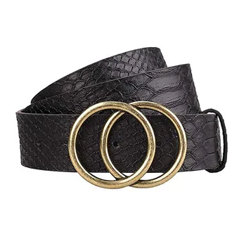

Belts For Women Leather casual round metal Circle buckle wide belts Adjustable chain dresses jeans Soft Faux Waist Belts K516