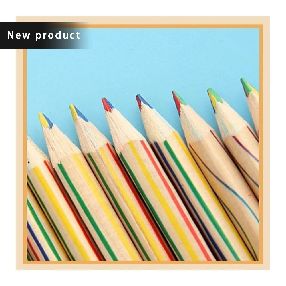 

Hot Sale Practical Colouring pencils 50 creative beautiful painted four-color core triangle core children color pencil
