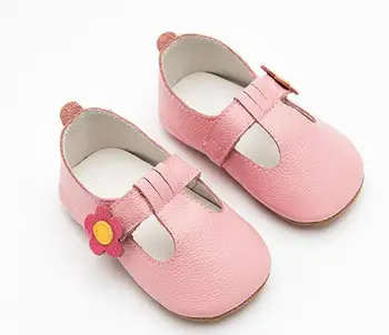 

New Sun flower T-bar style 100% genuine Leather Baby Moccasins hard rubber sole Baby Shoes Newborn first walker walking Shoes