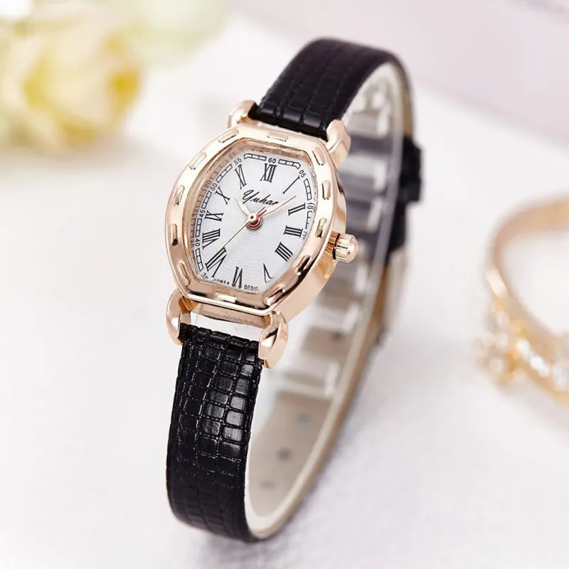 Fashion Ladies Leather Strap Watch Elegant Women Slim Watches Quartz
