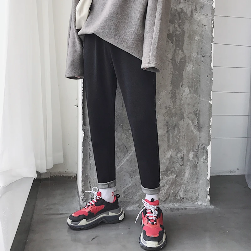 Fashion Casual Men's Trousers Spring And Autumn New S-2XL Solid Color Slim Trousers Black Gray Personality Youth Popular