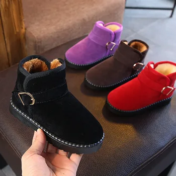 

Winter Hot Boys Girls Snow Boots Fashion Shoes Children Children Shoes Flat Snow Boots With Plush Boots Baby Toddler Shoes