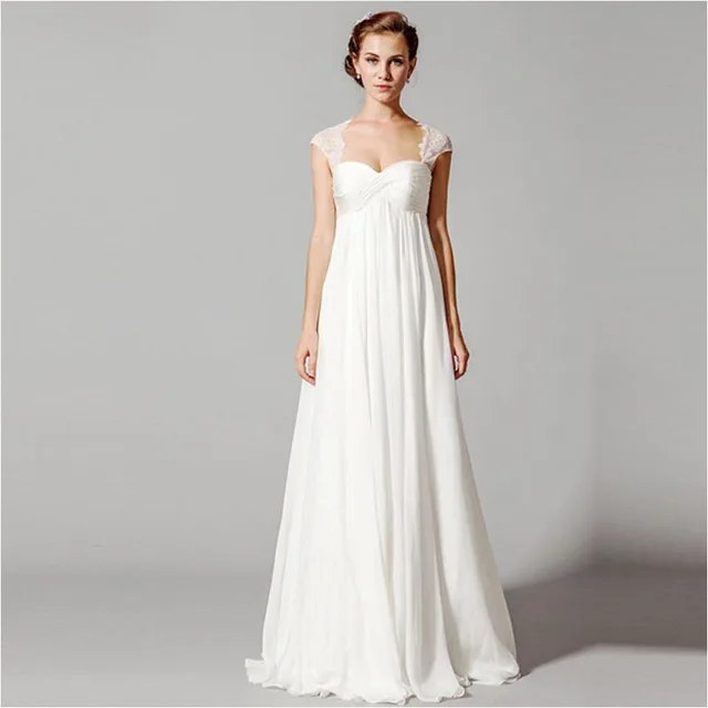 Empire wedding dress with cap sleeves