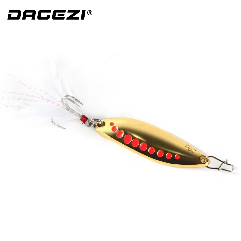 DAGEZI металла spinner ложка рыболовные приманки Жесткий приманки блестки шума Блестка с перо высоких крюк 10/15/20г