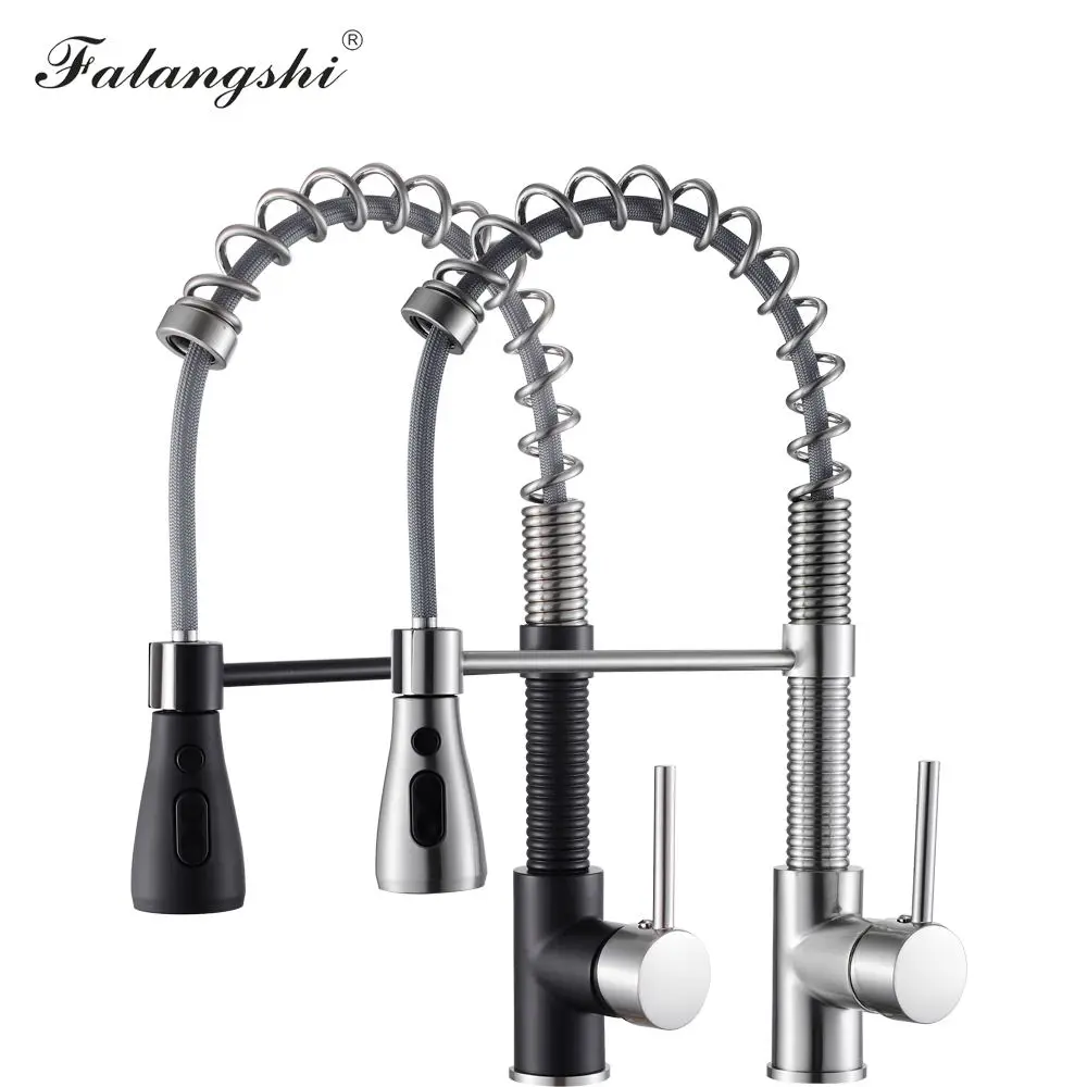 

Brush Pull Out Kitchen Faucets Sink Taps Deck Mounted Single Hole Dual Water Outlet Kitchen Sink Mixer Crane Deck Mounted WB1228