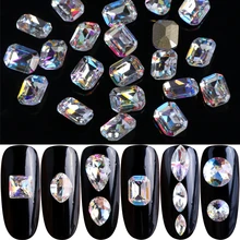 10 шт прозрачные AB Стразы капли воды Кристалл Овальный квадратный круглый дизайн ногтей блестящие украшения камень 3D драгоценные камни Маникюр украшения JI015