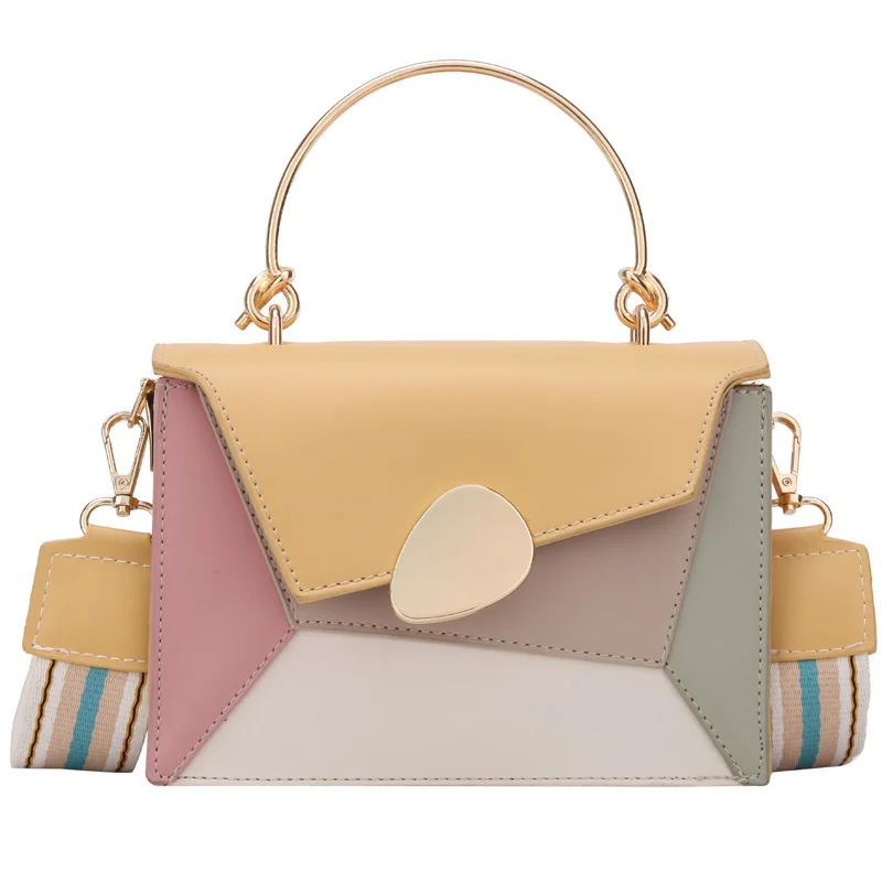 

2019 Contrast color Leather Crossbody Bags For Women Travel Handbag Fashion Simple Shoulder Messenger Bag Ladies Cross Body Bag