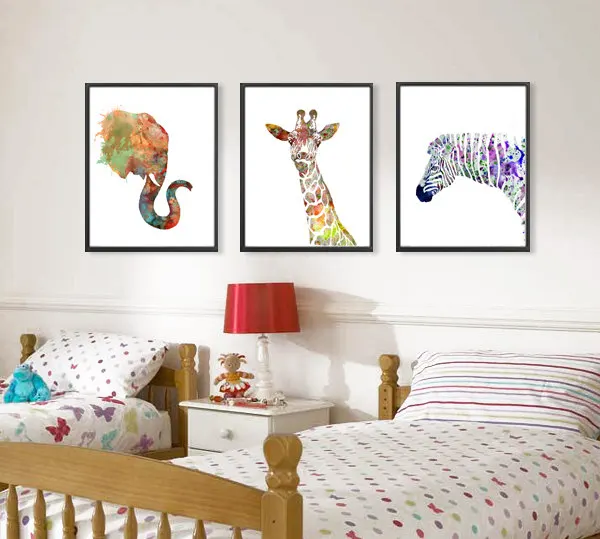 Elephant Giraffe Zebra African Animals Home Decor