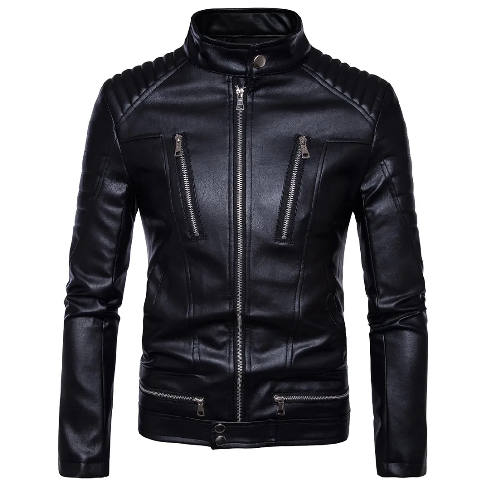 Новая мотоциклетная куртка мужская куртка из натуральной кожи винтажная Ретро гоночная молния Байкер Панк повседневные пальто мотокросса