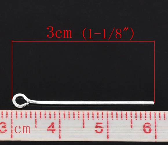 200 шт. посеребренные шпильки для глаз 30x0,7 мм(21 калибр) Новинка