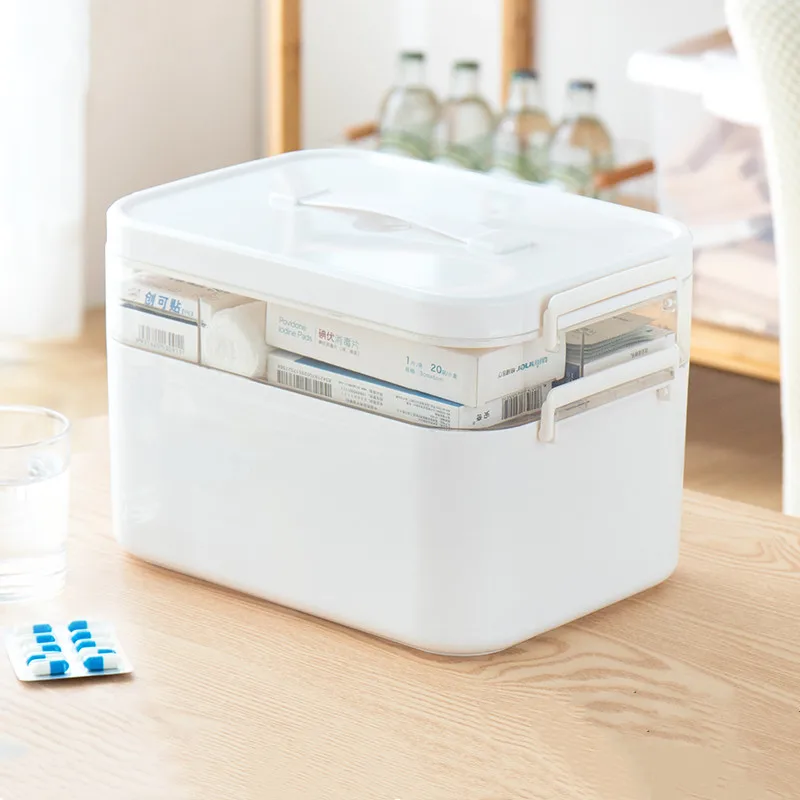 Trousse de premiers soins Portable à domicile boîte à médicaments multicouche organisateur de rangement en plastique grande capacité coffre à médicaments en couches - 3