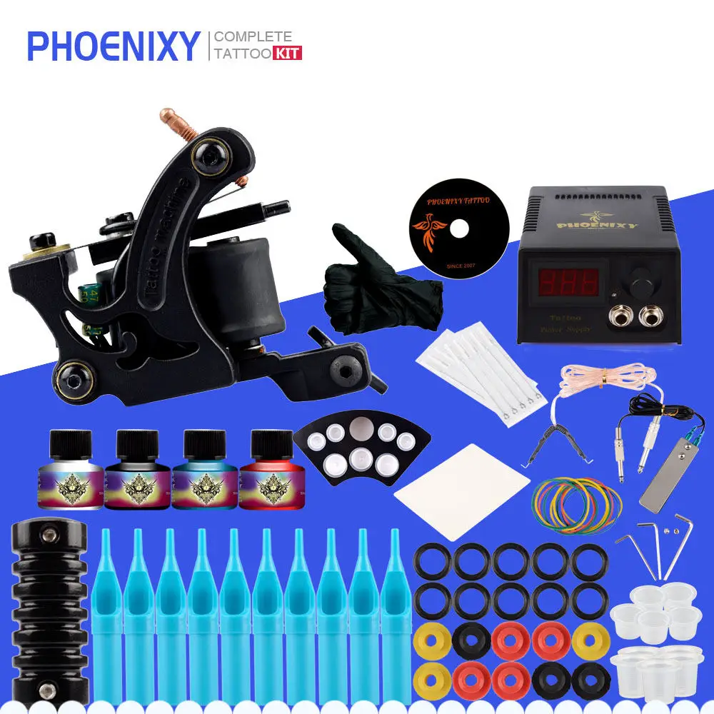 

Beginner Tattoo Kit 8 Wrap Coils Tattoo Machine Gun Set for 4Pcs Tattoo Ink Needles LCD Power Supply Body Art Tattoo Machine Set