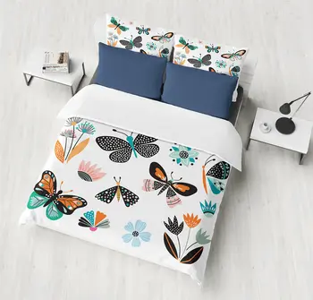 

3 Pieces Flying Butterflies Duvet Cover Set Butterfly Collection Bedding Set Soft Bed Cover Set
