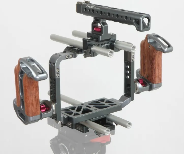 Tilta ES-T07 установка для фотосъемки BMCC DSLR rig клетка для камера blackmagic Cinema клетка опорная пластина деревянная рукоятка для BMCC