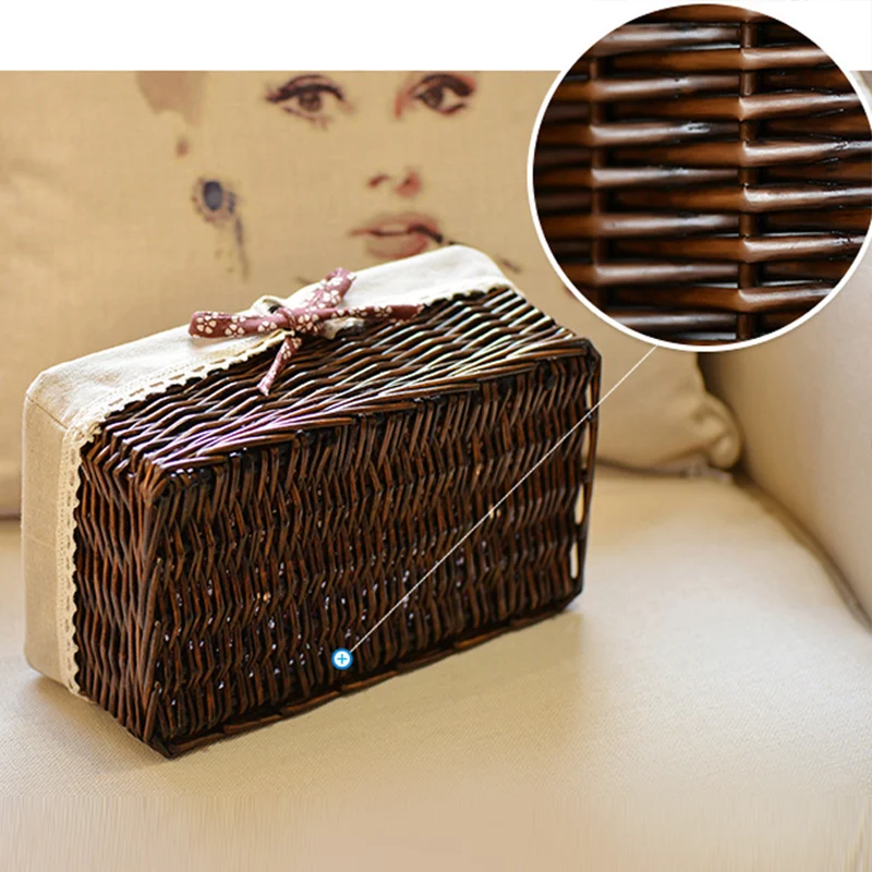 1 шт. плетеная корзина из ротанга с бантиком|baskets wicker|woven basketbasket cosmetic |
