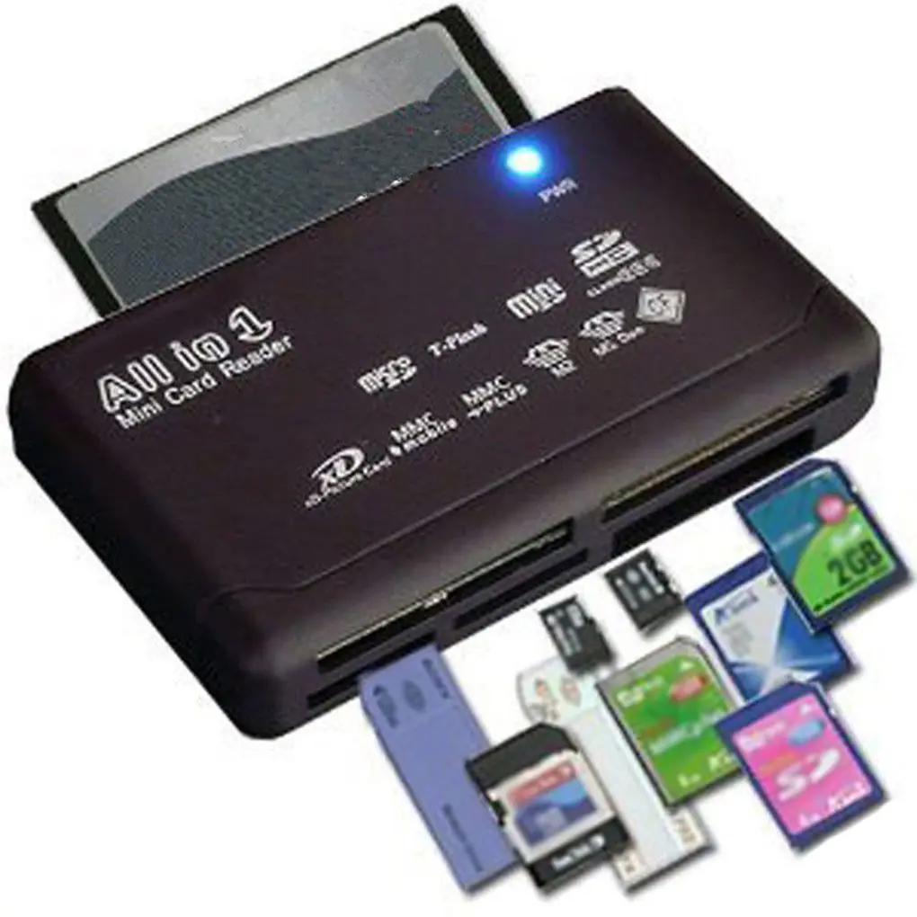 Все в одной карточке Reader USB 2,0 SD Card Reader адаптер Поддержка TF CF SD Mini SD SDHC MMC MS XD