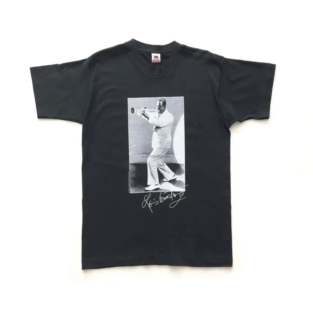 

1995 Louis Armstrong Portrait Vintage Jazz T-shirt - L - Jazz Miles Davis Pepper Adams Charlie Parker John Coltrane men t shirt