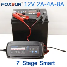 FOXSUR 12 В 2A 4A 8A 7-этапе Смарт Батарея Зарядное устройство, автомобиль Батарея Зарядное устройство сопровождающий и Desulfator для свинцово-кислотных батарей