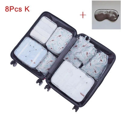 8Pcs K Высокое качество 8 шт. Набор для путешествий, сумка для хранения Водонепроницаемый Чемодан Органайзер обувь нижнее белье упаковка одежда CUBE сортировки аккуратные чехол - Цвет: 8Pcs K