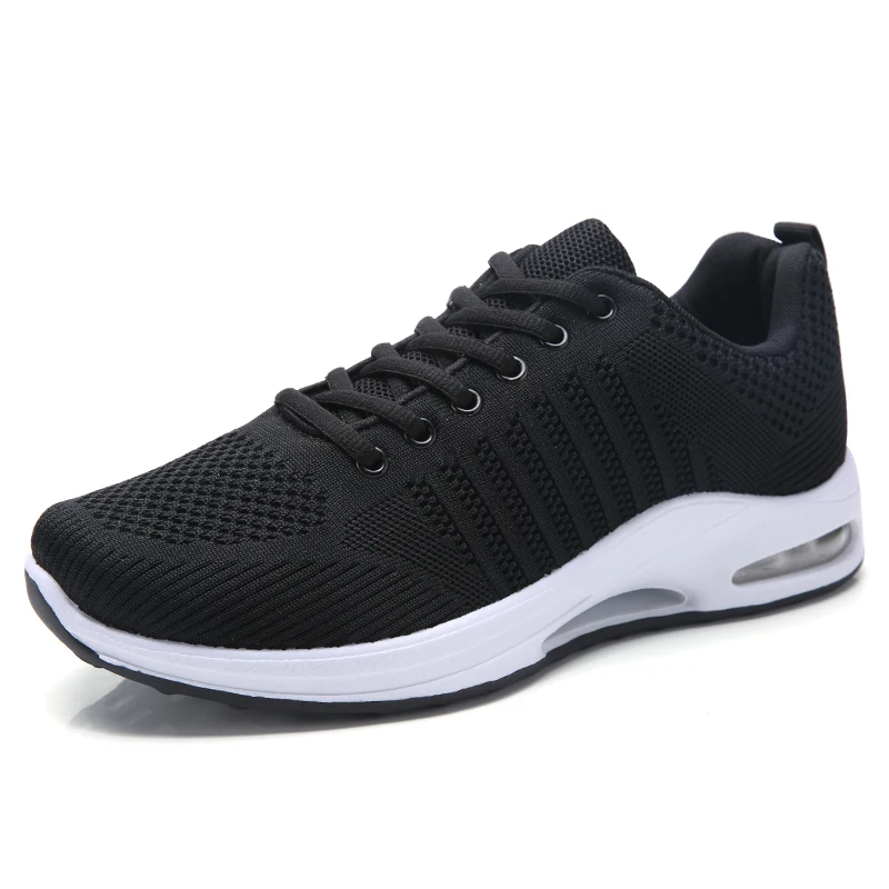 Weideng/мужская повседневная обувь для бега; лоферы на плоской подошве с воздушной подушкой; дышащие размер плюс - Цвет: A Black