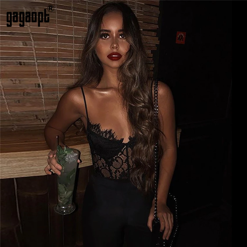 Gagaopt 2020 Summer Lace Bodysuit Women Hollow Out Bodycon Sexy Jumpsuit Overalls Streetwear neon bodysuit