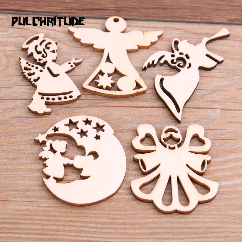 10pcs Mix Wooden Angel Pattern Scrapbooking Painting Collection Craft Handmade Accessory Home Decoration DIY | Украшения и