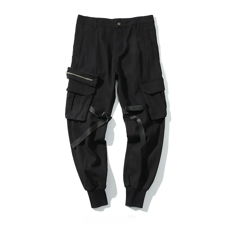 Камуфляжные брюки карго мужские модные мешковатые тактические брюки в стиле хип-хоп повседневные хлопковые камуфляжные военные брюки с несколькими карманами - Цвет: Черный