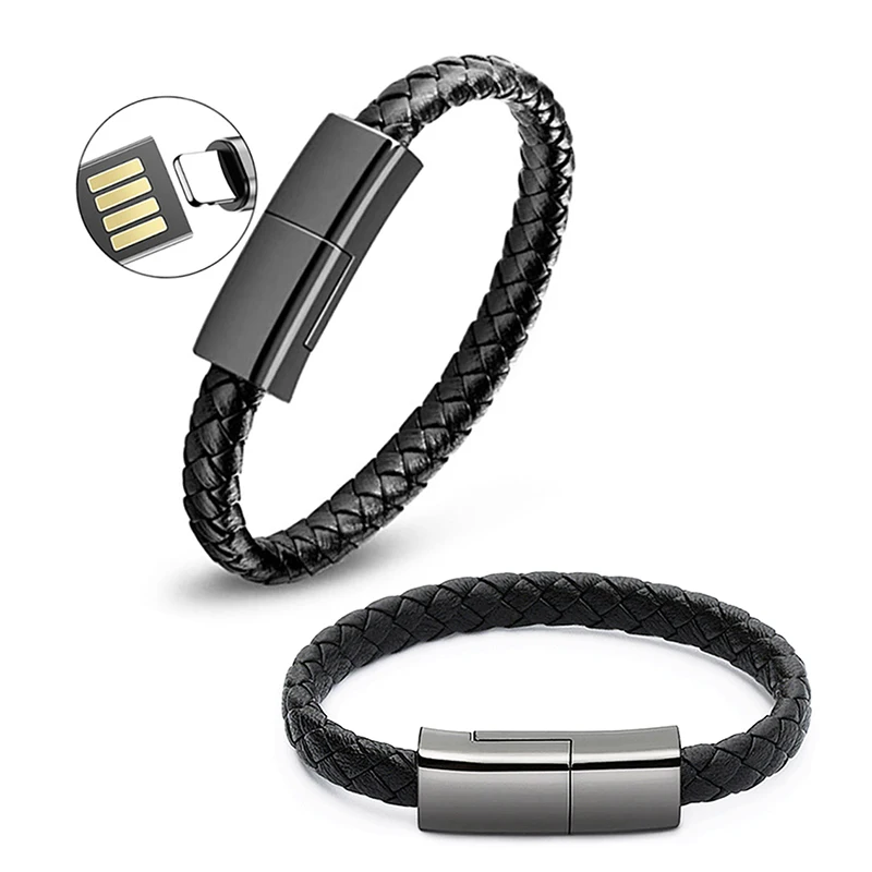 

Wearable Bracelet Charging Cable Micro USB Type C Data Sync Mobile Phone Short Cables For iPhone Android Phone Charger Cord Wire