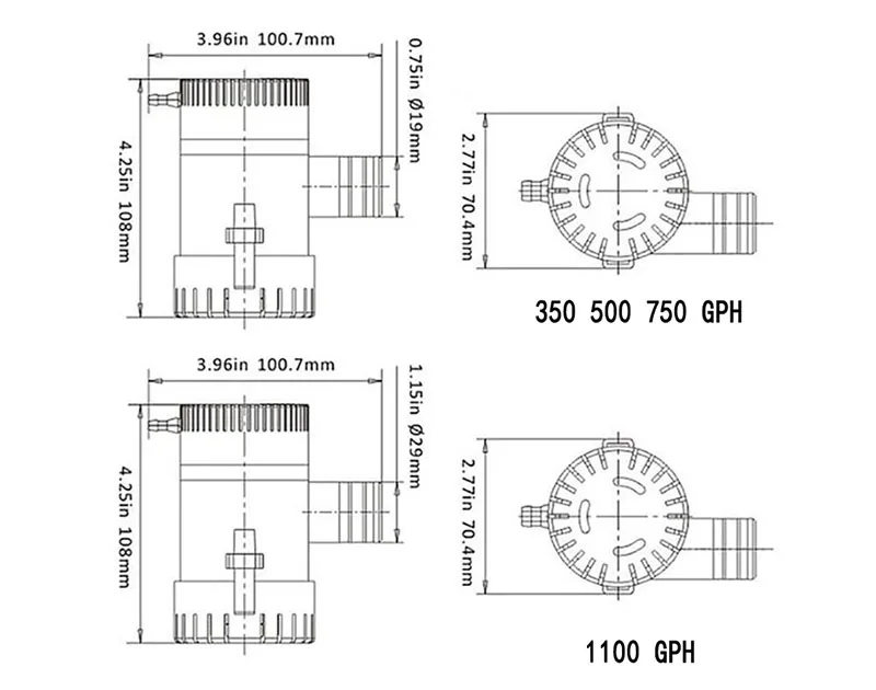 Трюмный насос 12 V/24 V DC стиль 350 500 750 1100 GPH погружной насос/Круизный корабль сливной насос/морской насос