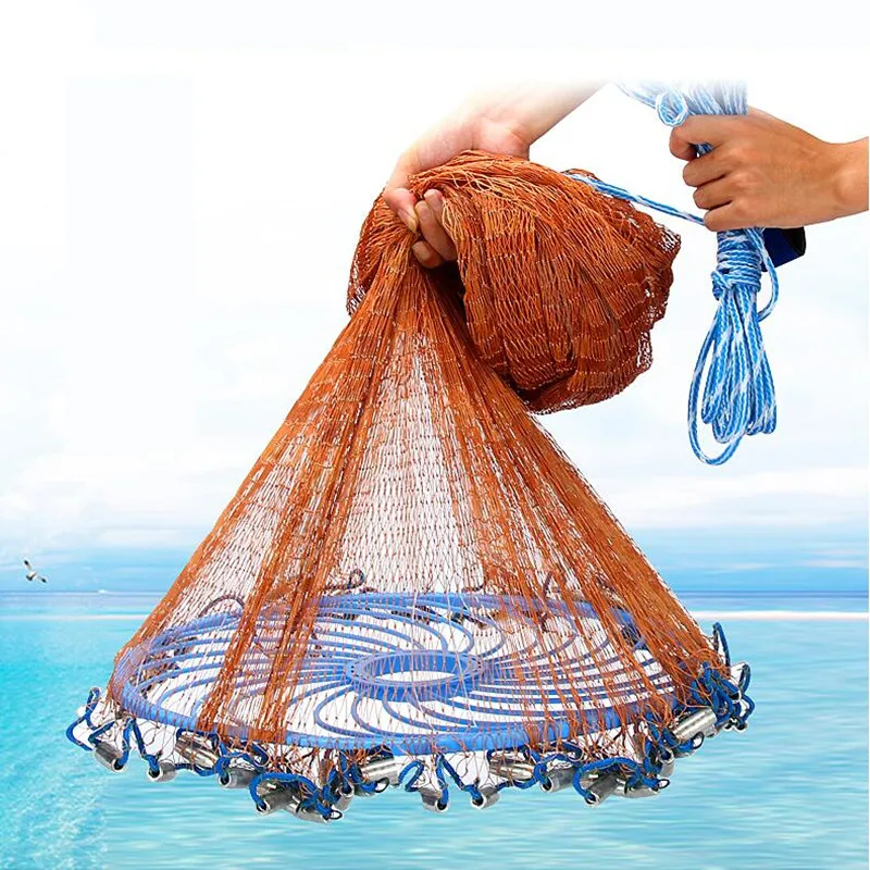 

Big Flying Disc Throwing Net American Hand Cast Fishing Net with Lead Sinkers 480cm Throw Net Fishing Tools New Upgraded