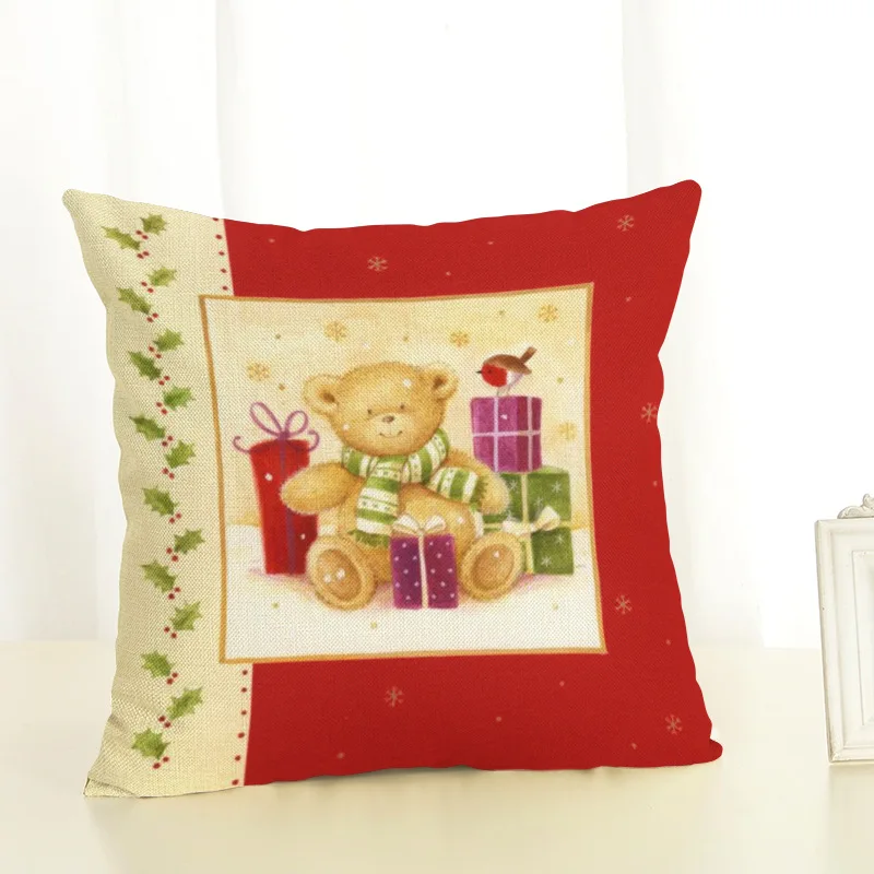 New Year Gift Christmas Decorations for Home Pillowcase Santa Claus Reindeer Linen Cover Cushion office home cushion Decor Navidad Natal (6)