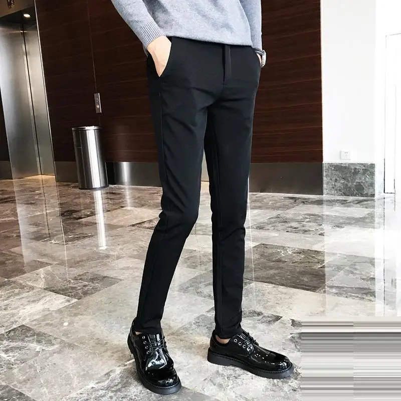 De Homme Classique строгие брюки Vestir hombre платье для мужчин весна Hiver зима стрейч Slim Fit рок Largas брюки для девочек мотобрюки