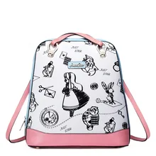 Women 2016 New Preppy Style Cute Cartoon Fashion Leather Backpack Casual Daypack Rucksack Convertible Shoulder Bag