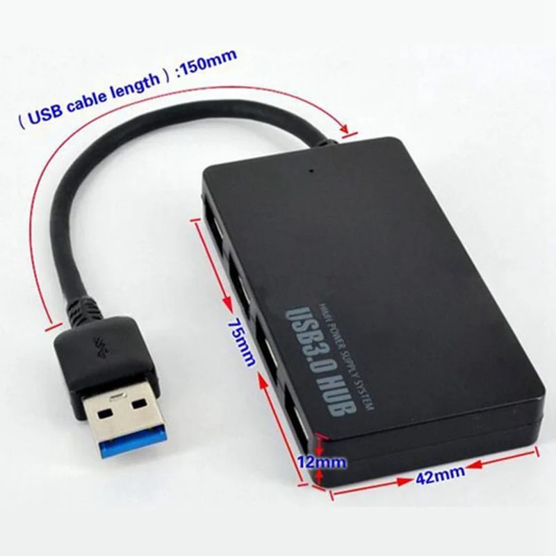 USB 3,0 концентратор сплиттер 4 порта Высокоскоростной тонкий компактный разветвитель расширения все в одном для ПК Компьютерные аксессуары Прямая