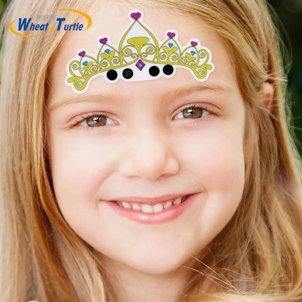 

4Pcs Princess crown Pattern Forehead Sticker Thermometer Baby Children kids Fever health Care Lcd Digital Medical Thermometer
