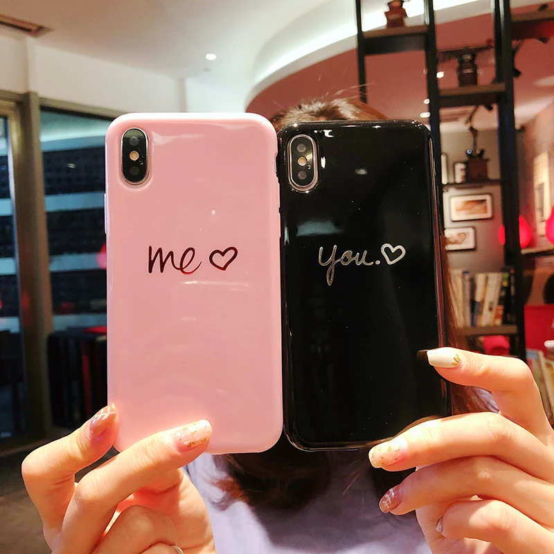 Glossy Crown Phone Case For iphone X Case For iphone 7 Plus 6 6S 8 Plus Cute Letter KING QUEEN Soft TPU Couples Back Cover