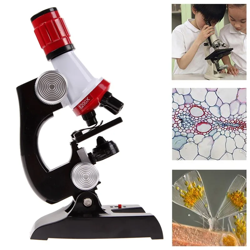 100X-1200X детский микроскоп комплект лаборатория домашняя школьная обучающая игрушка со светодиодом дети наблюдение клетки обучения биологии культивировать учёный
