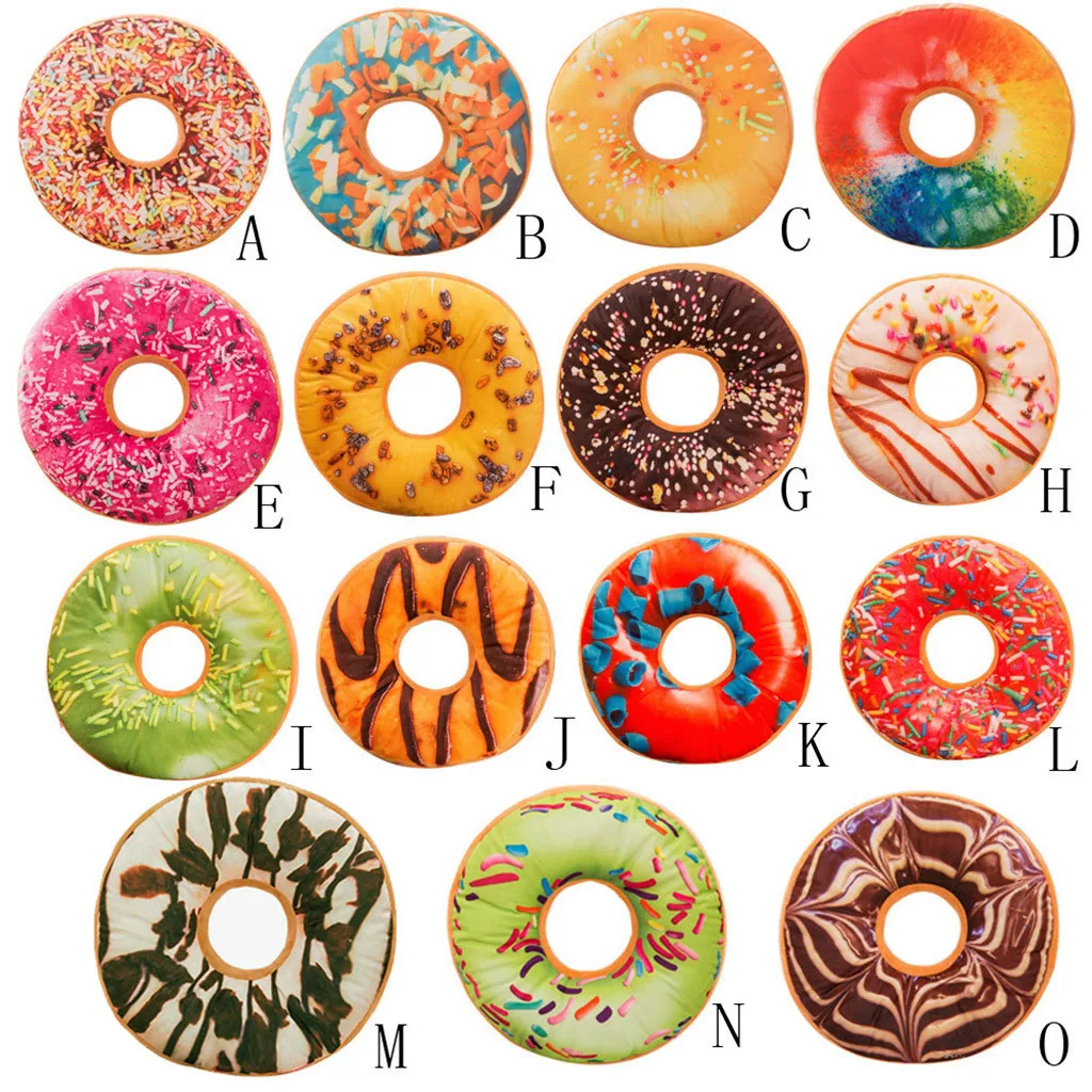 

Hot Comfortable Soft Home Basic Pillows Soft Plush Pillow Stuffed Seat Pad Candy Sweet Donut Foods case Cover Case Toys Donut