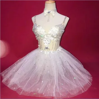 

Sparkly Rhinestones Bikini Sexy Female Costumes Fashion Slim Performance Dress Bar DJ DS Show Nightclub Party Women Singer Wears