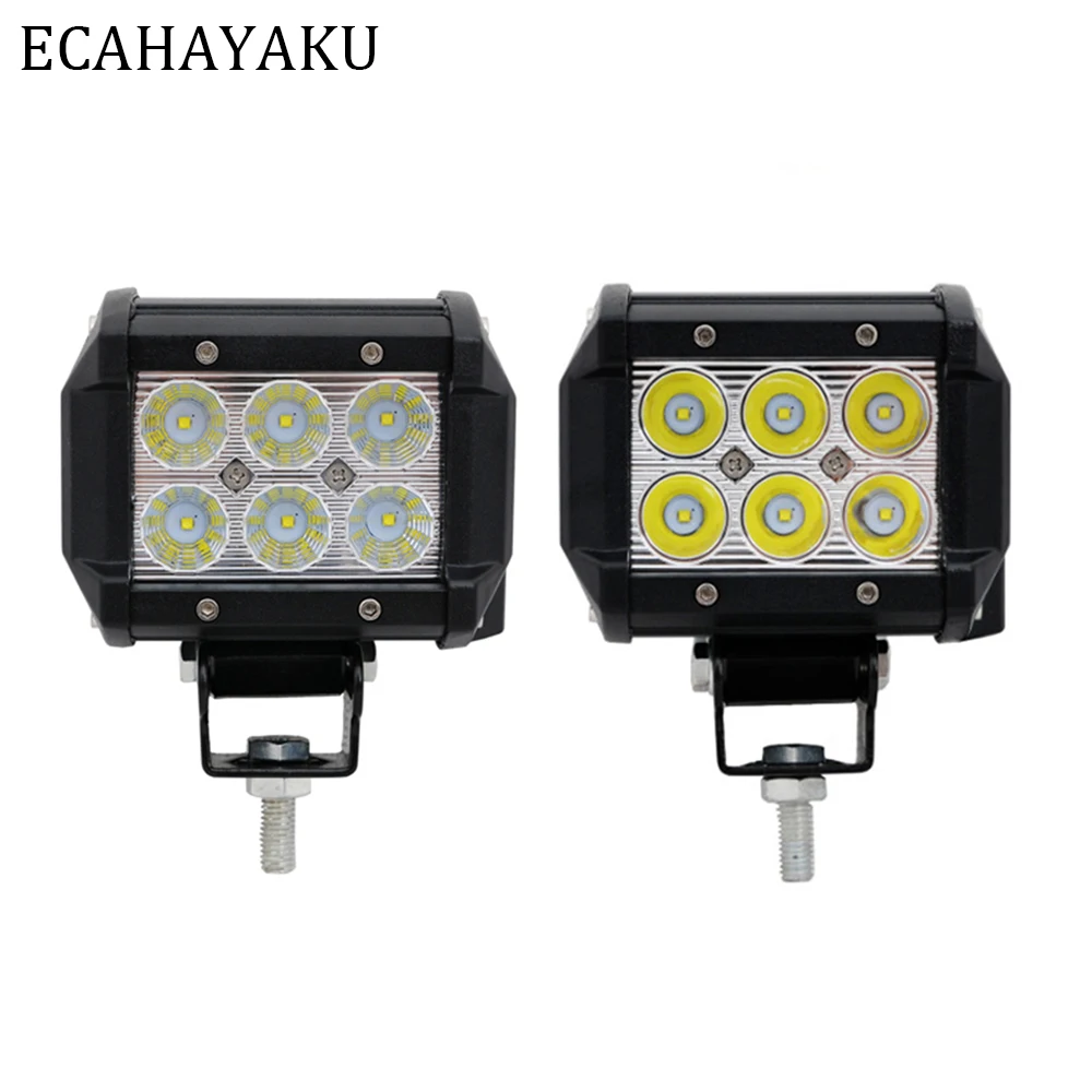 

ECAHAYAKU 1Pcs Led Car Light 18W Led Light Bar Spot Flood Beam Led Chip 4"Inch Dc 12V 24V For 4X4 Offroad Car SUV Pickup-trucks