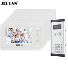 JERUAN 7 inch Video door phone Intercom System Apartment Doorbell intercom 8 Monitors 700TVL IR COMS Camera for 8 Call Button