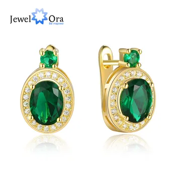 

Fashion Copper Gold Hoop Earrings Green Cubic Zirconia Trendy Earrings Classic Party Jewelry For Women Lady(jewelora EA102939)