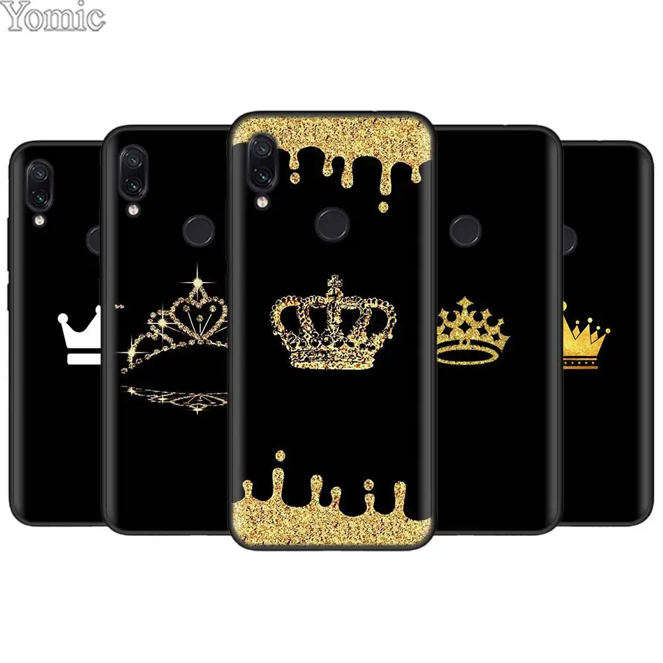 

Queen Crown Silicone Phone Case Cover Shell for Xiaomi Redmi 7 6 5 Note 7 5 6 Pro 4X 5A 6A S2 GO Poco F1 Black TPU Soft Case
