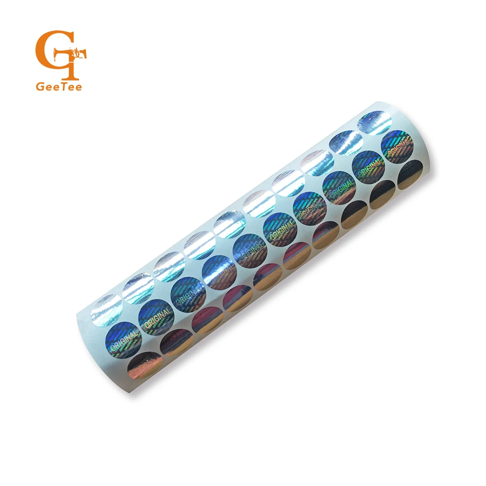 

Round 15mm hologram Sticker Original labels sticker,one time use void if remove silver waterproof laser stickers labels