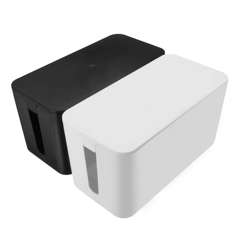 

Cable Tidy Storage Box Black White PP Removable Cover Design Convenient Power Switch Easy to Heat Emission Prevent Dust Safety